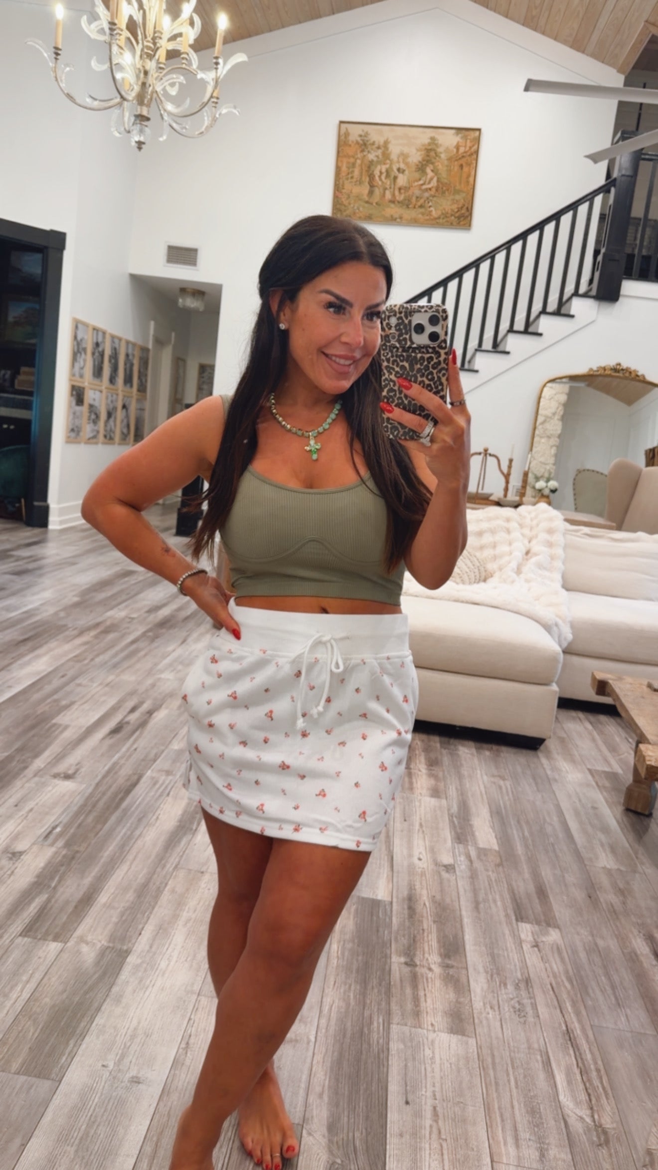 Chic White And Floral Skirt