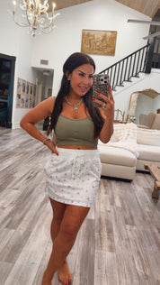 Chic White And Floral Skirt