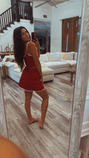 Ultra Soft  Crimson and white Top and Skort Athletic Set