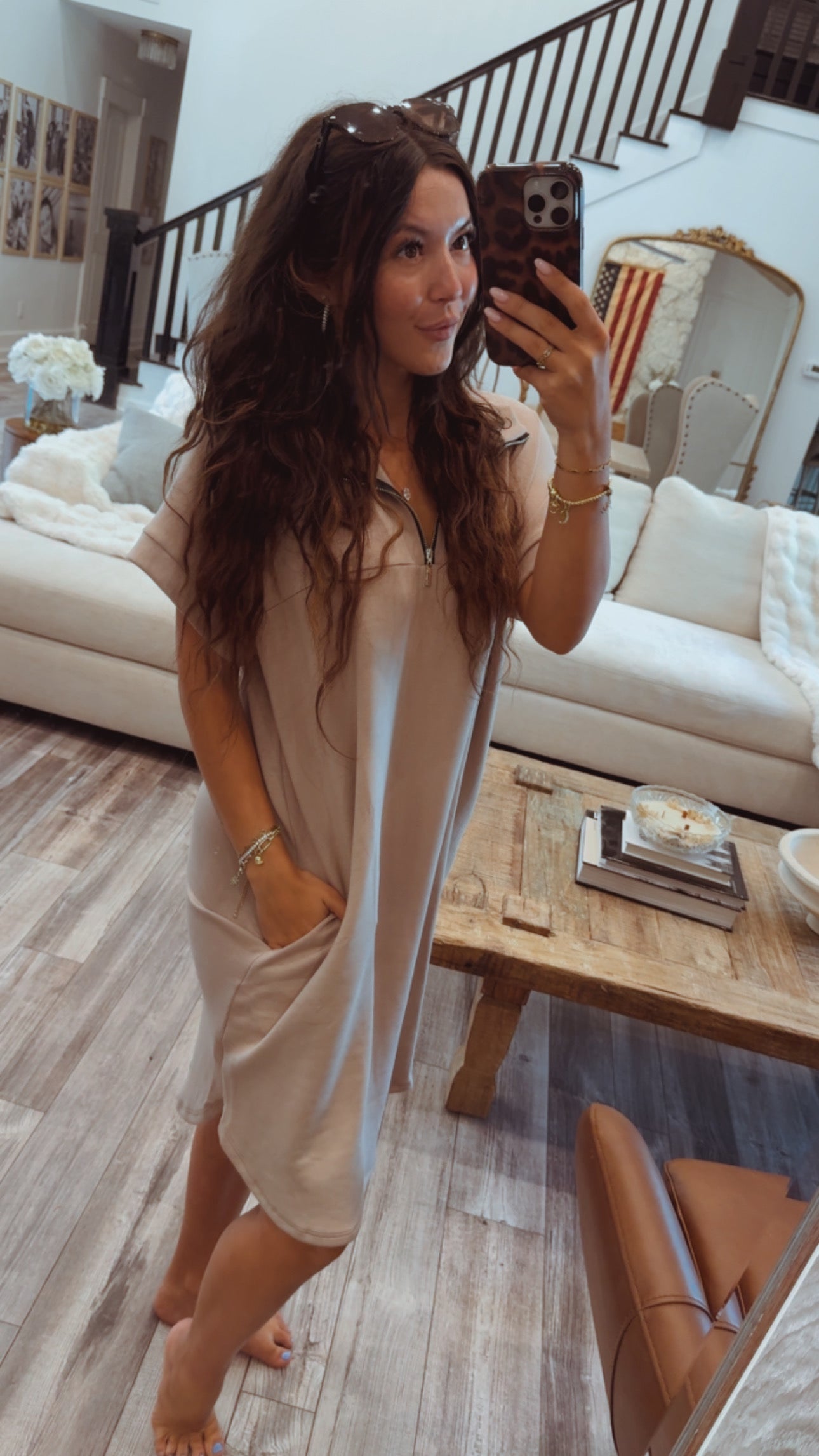 Heaven Soft Taupe 1/4 Zip Dress