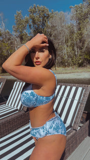 "The Jeaneane"  Bella Neane Custom Floral Blue and White Bikini Bottom