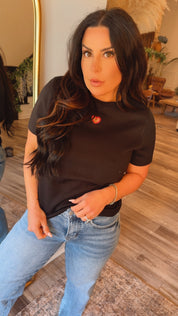 Ultra Soft Black And Red Heart Top