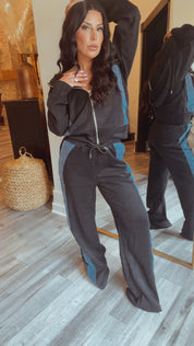 "Run the World" Jogger Set Navy and Black Luxe Hoodie and Jogger Set