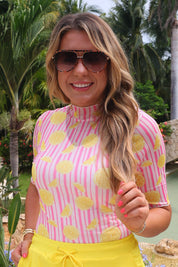 Kora Short Sleeve Mesh Top- Pink Lemonade