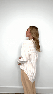 Kathryn Button-Up, Beige Stripes