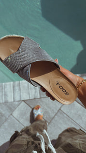 Diva Crystal Double Cross  Strap Sandals