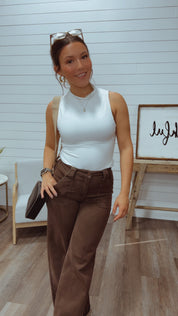 Heaven soft White High Neck Bodysuit