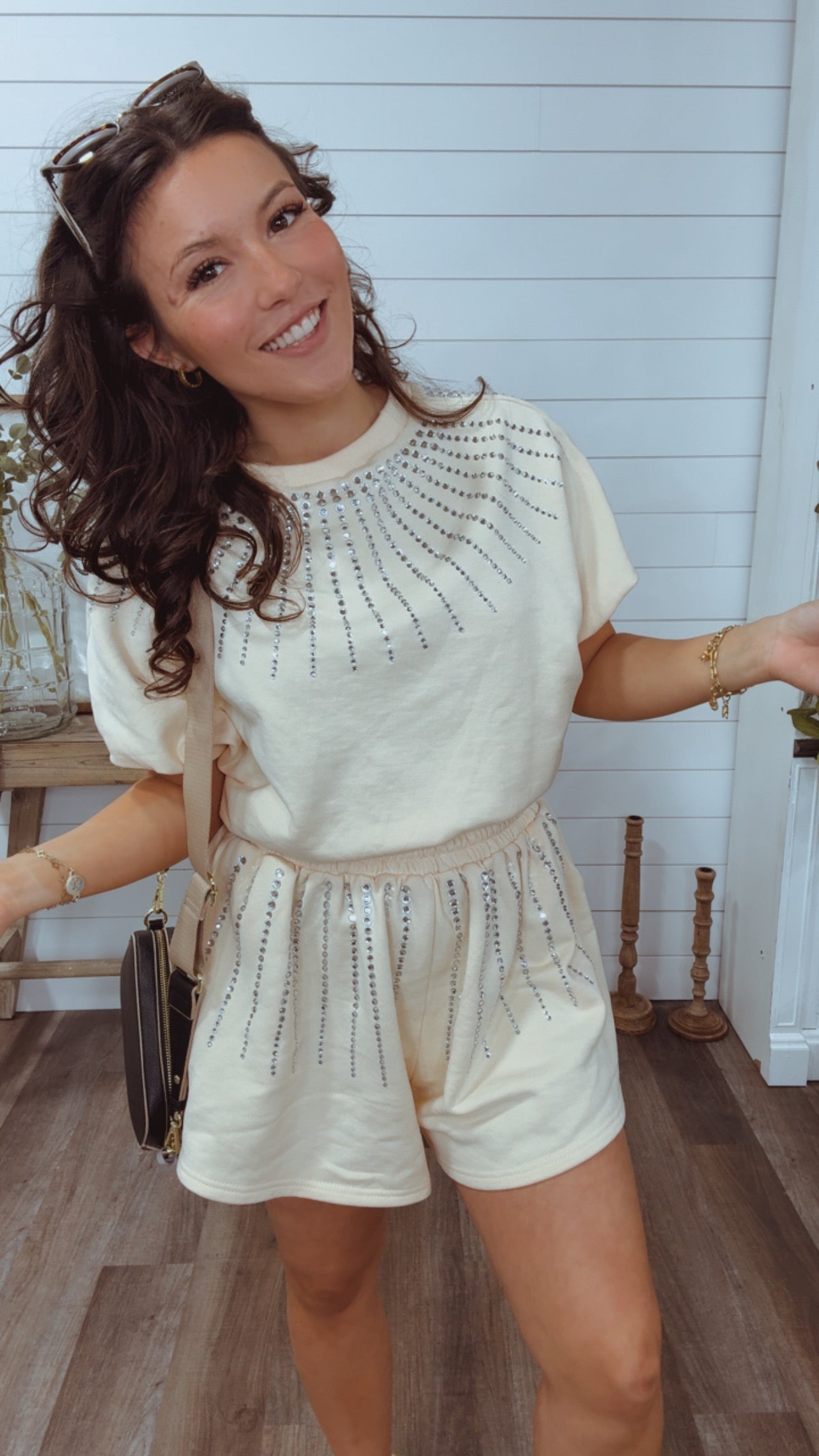 Jeaneane's Custom Cream and Sparkle Top