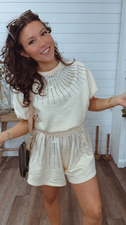 Jeaneane's Custom Cream and Sparkle Top