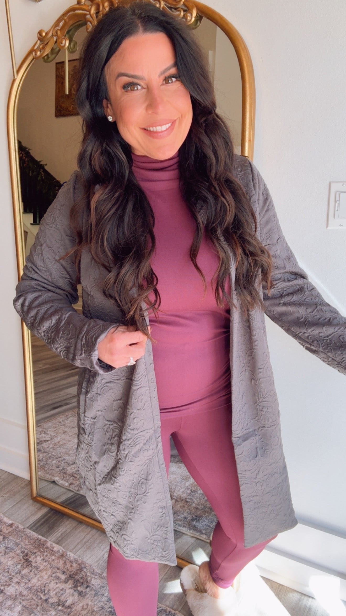 Chic Charcoal Floral Blazer