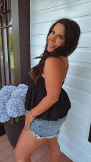 Distressed Hem Medium Wash Denim Shorts-DEAL OF THE DAY !!