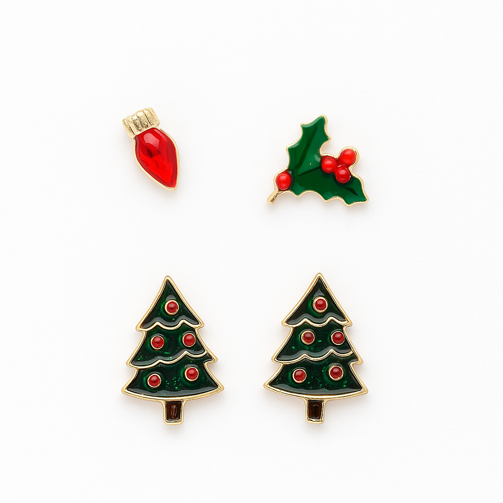 Tri Christmas Stud Earrings