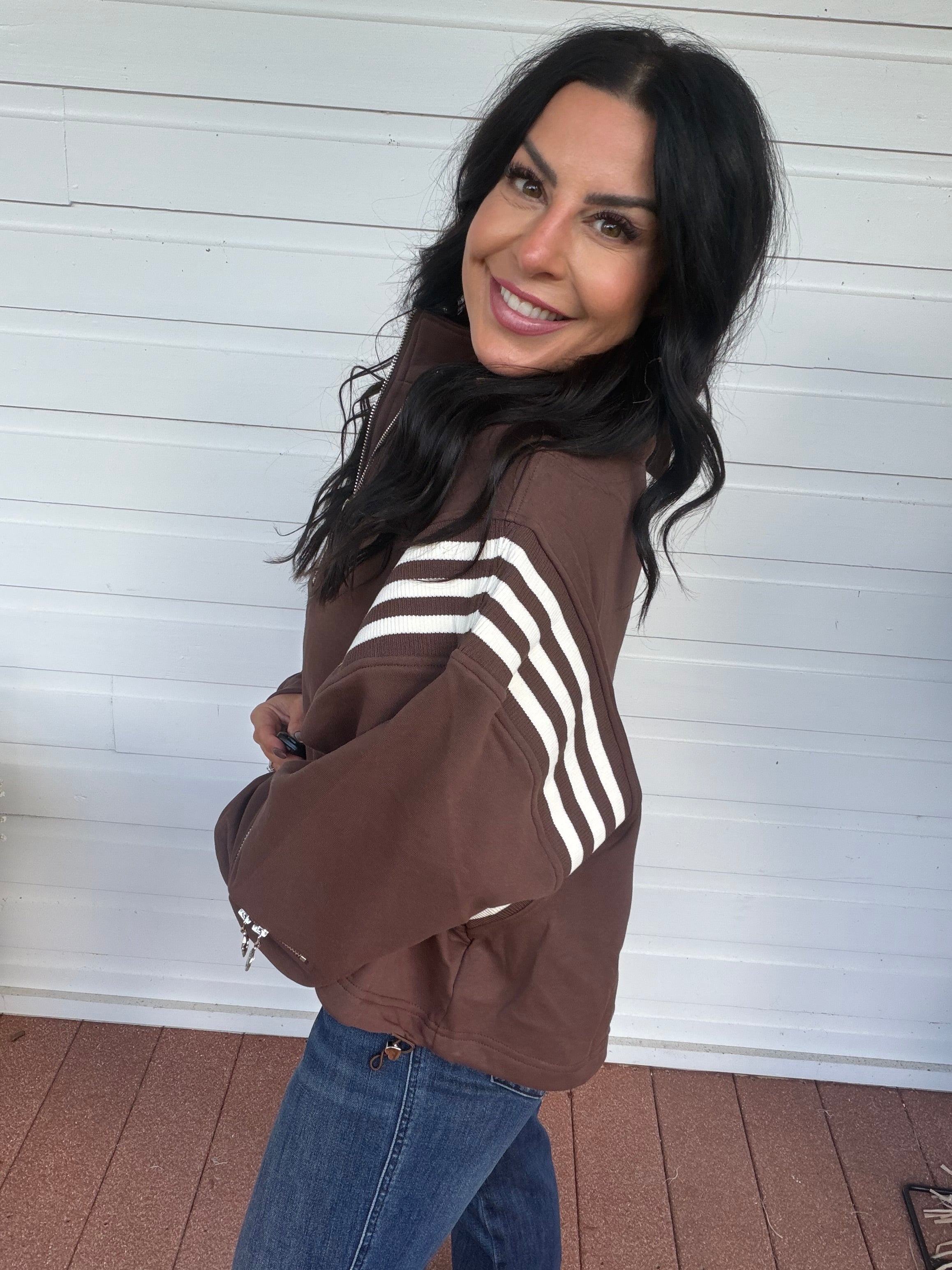 Ultra Soft Brown Quarter Zip Jacket