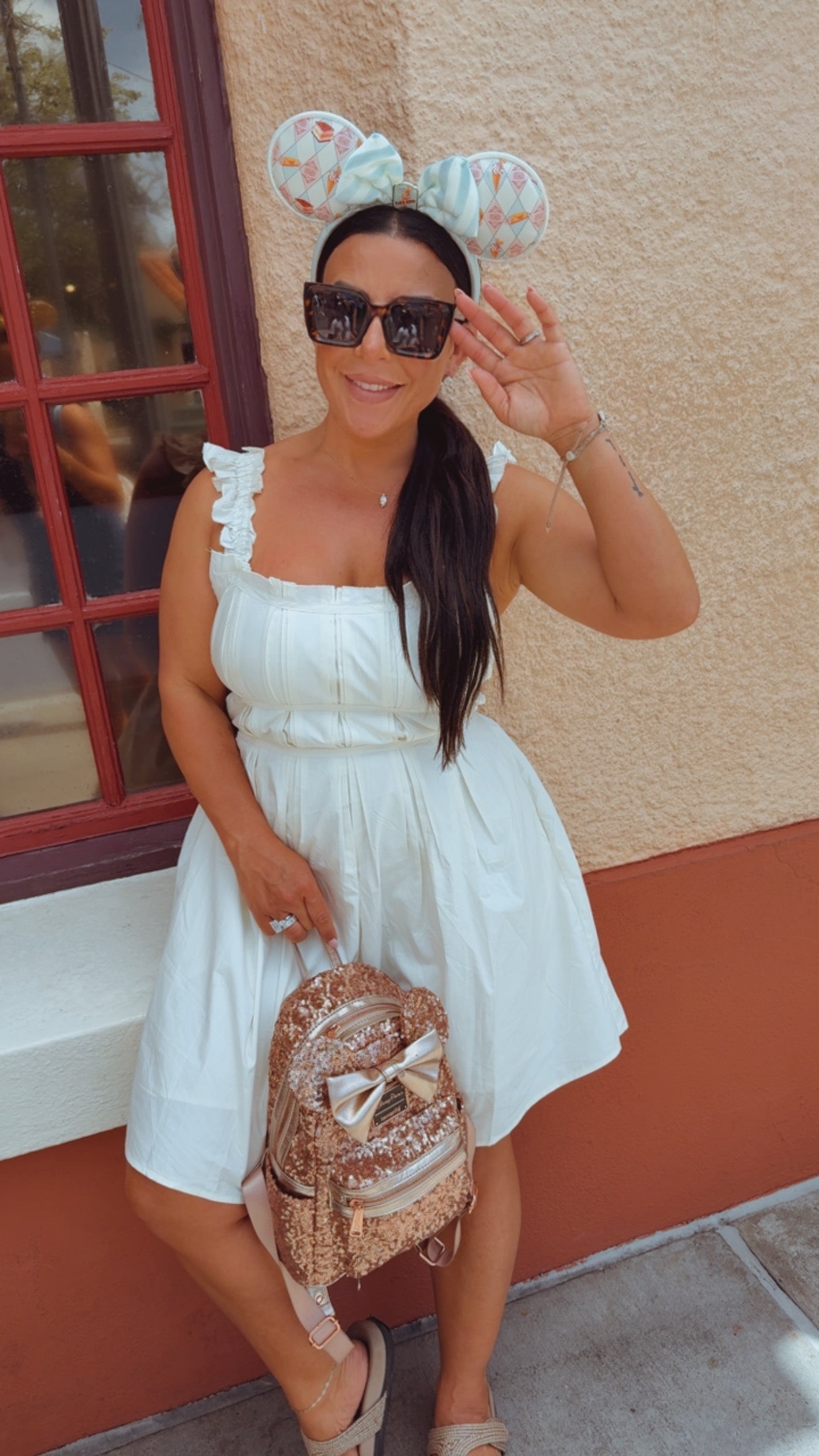 Taupe Pleated Ruffle Strap Dress