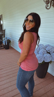 Lightweight Coral Square Neck Tank