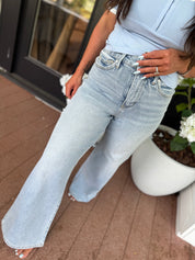 Judy Blue High Rise  Tummy Control Light Wash Retro Wide Leg Jeans