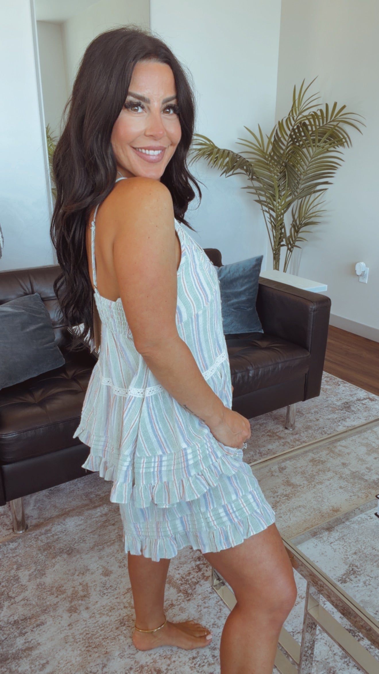 POL Mint and Lavender Button Up Tank