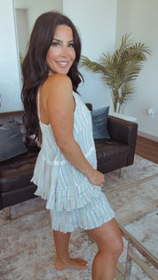 POL Mint and Lavender Button Up Tank