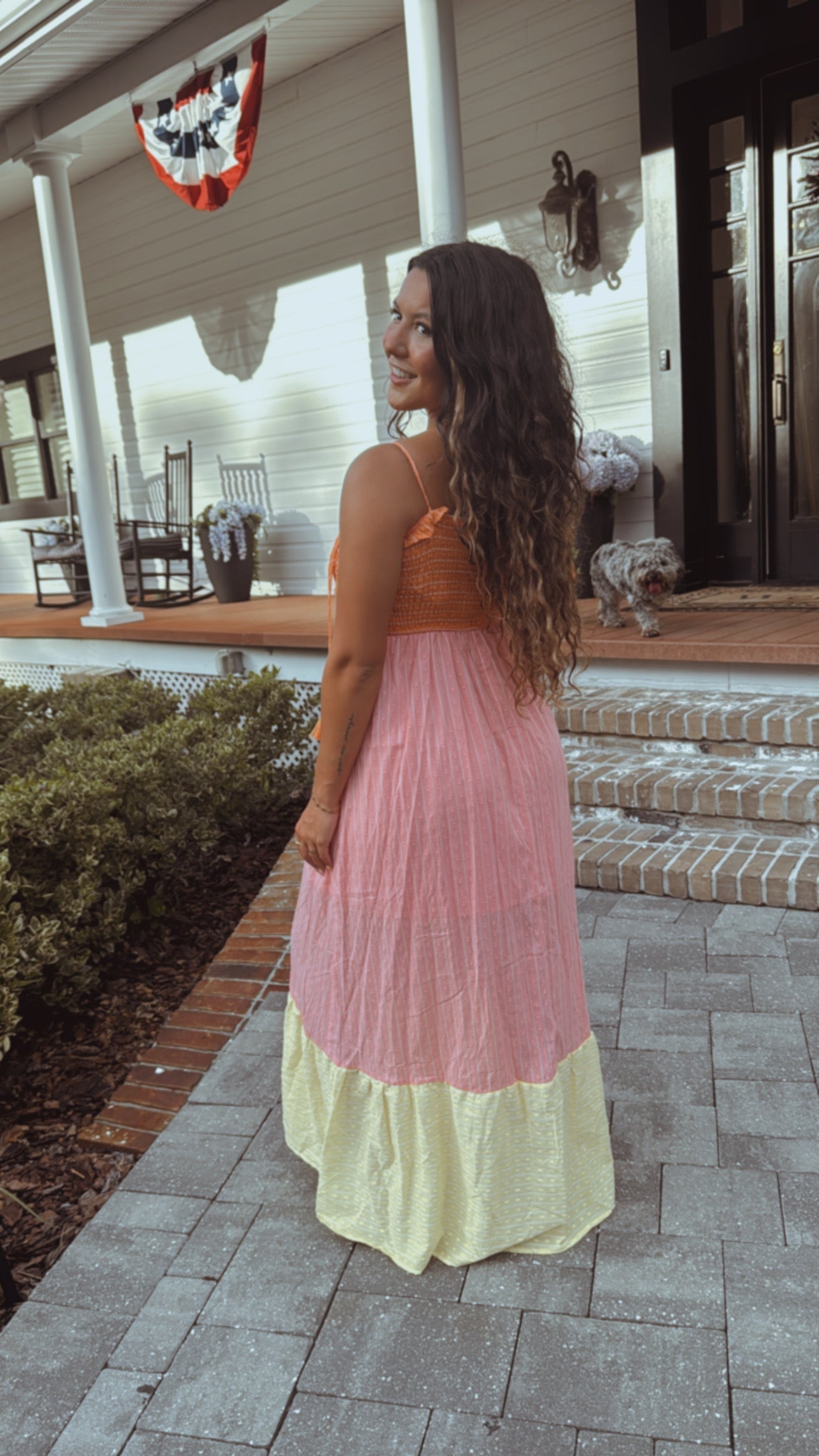 Orange Pink Yellow Maxi Dress