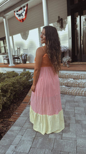 Orange Pink Yellow Maxi Dress