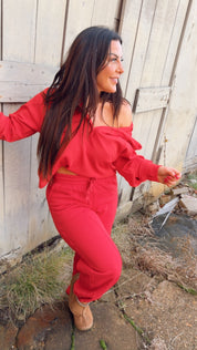 Ultra Soft Rae Mode True Red 1/2 Zip Hoodie