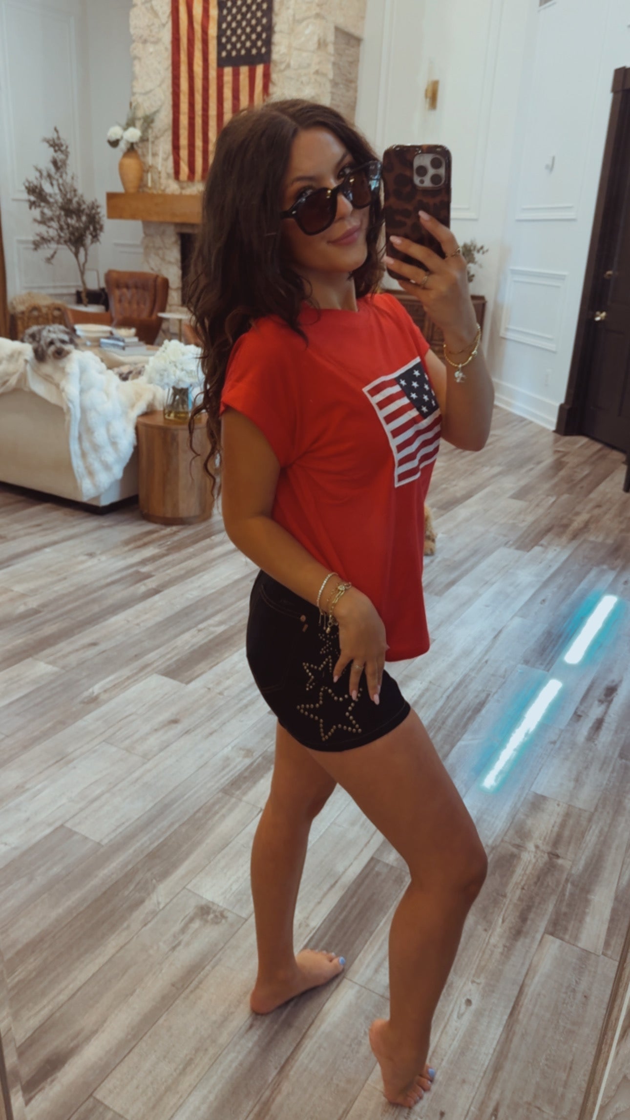 Soft Red American Flag Top