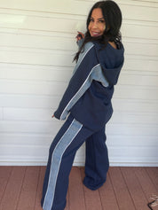 Denim and Navy Luxe Hoodie and Jogger Set