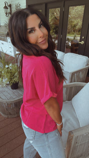 Soft Lightweight Light Pink Linen Top