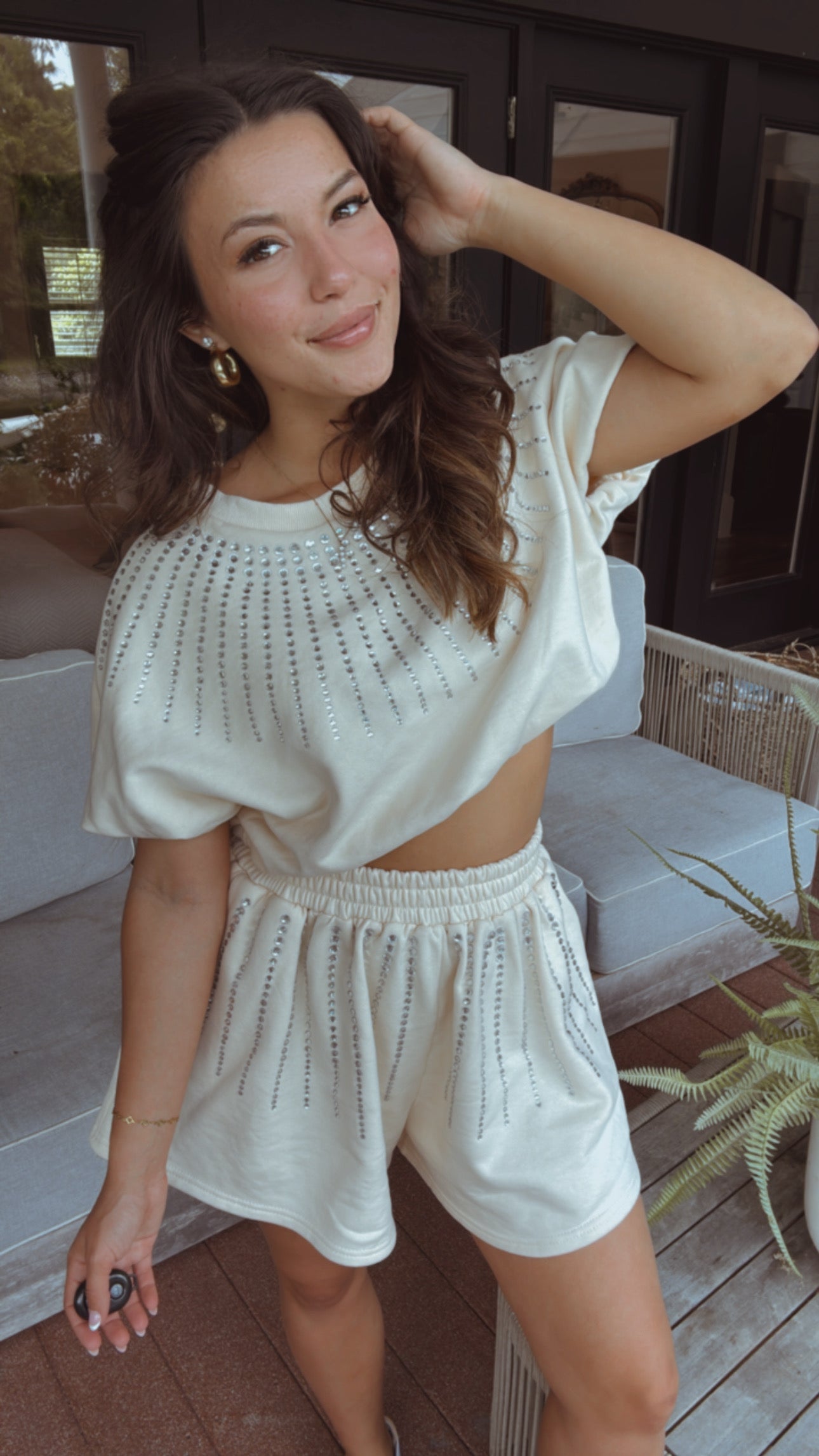 Jeaneane's Custom Cream and Sparkle Top