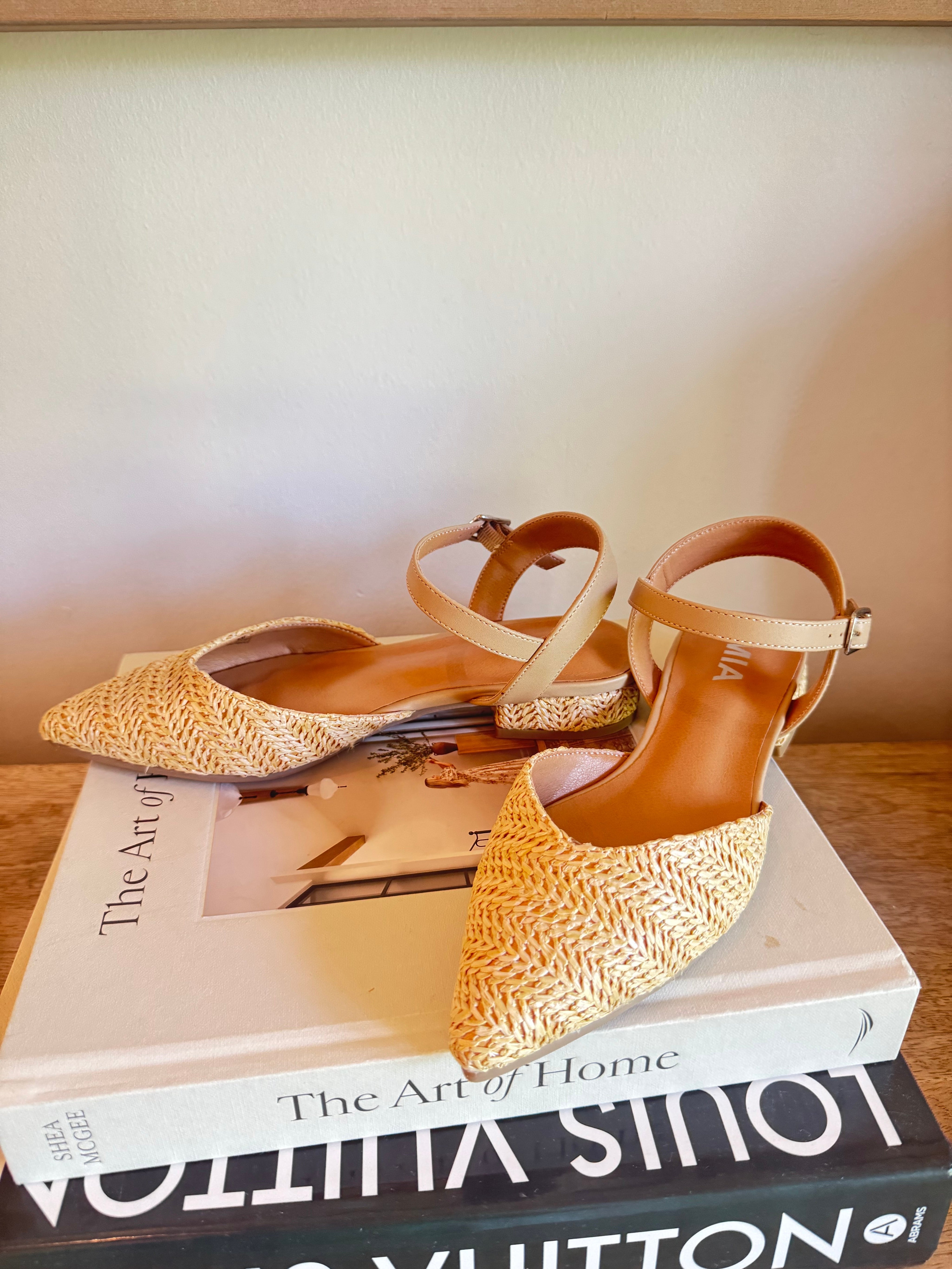 Mia Natural Woven Close Toe Heels