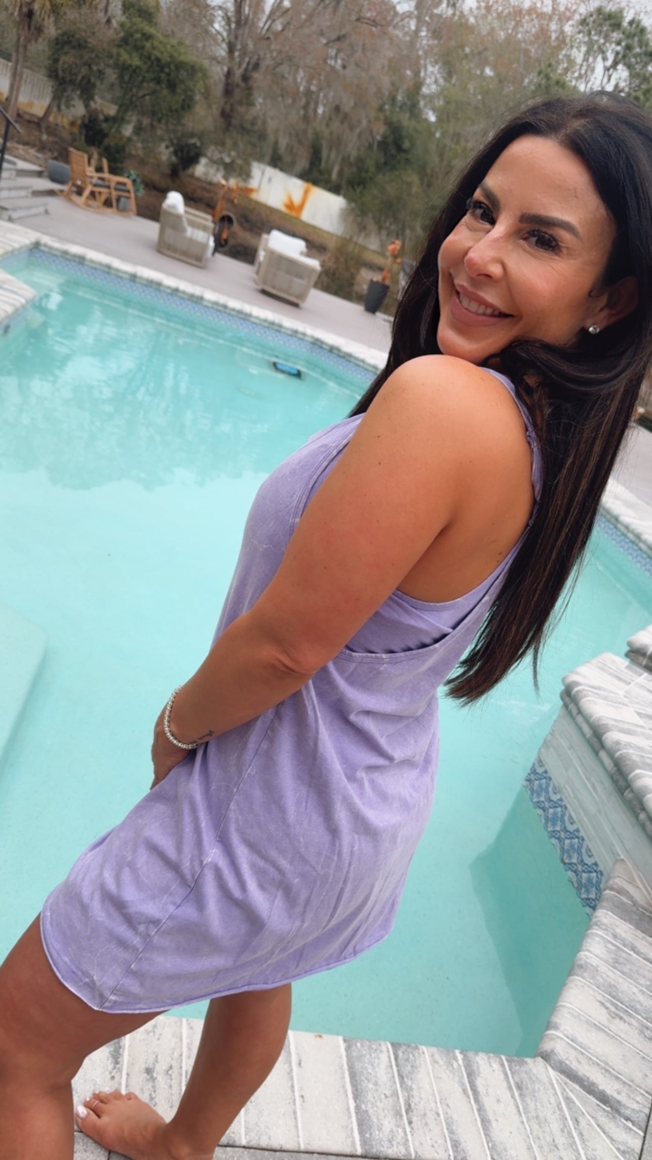 Purple Acid Wash Tank Romper Dress