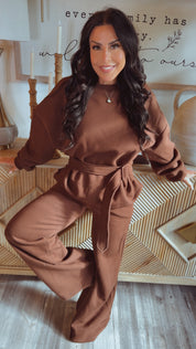 Luxe Chocolate Knit Joggers and Sweater Set