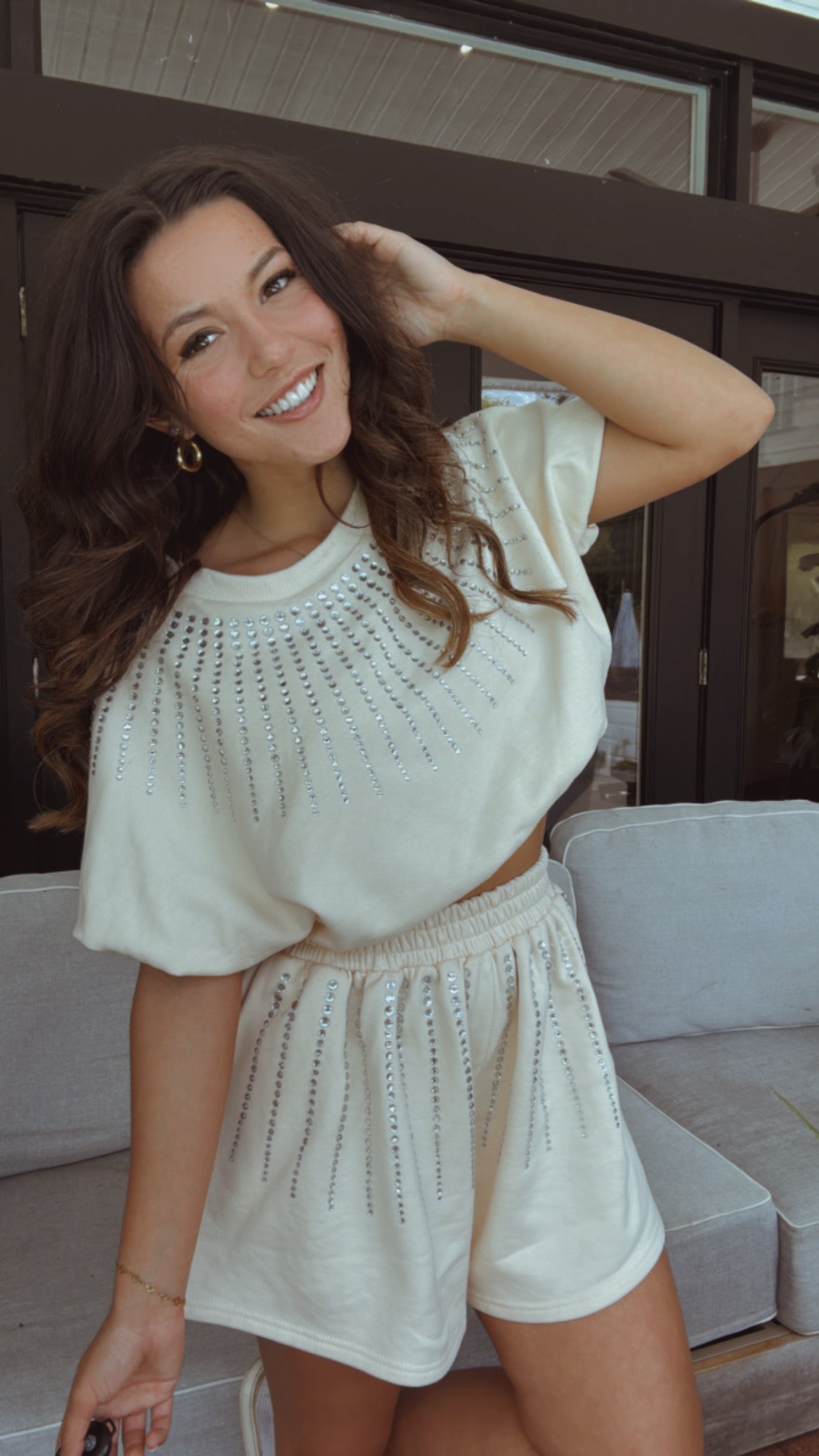 Jeaneane's Custom Cream and Sparkle Top