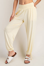 Lemon Chiffon Viscose Modal V Crossover Pants 30a