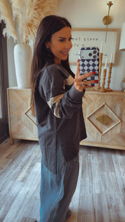 Stitch and CO Navy and White Striped Pullover