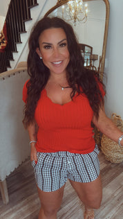 Black and White Lace Gingham Shorts