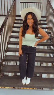 Judy Blue Dark Wash High Waist Braided Side Detail Wide Leg Jeans