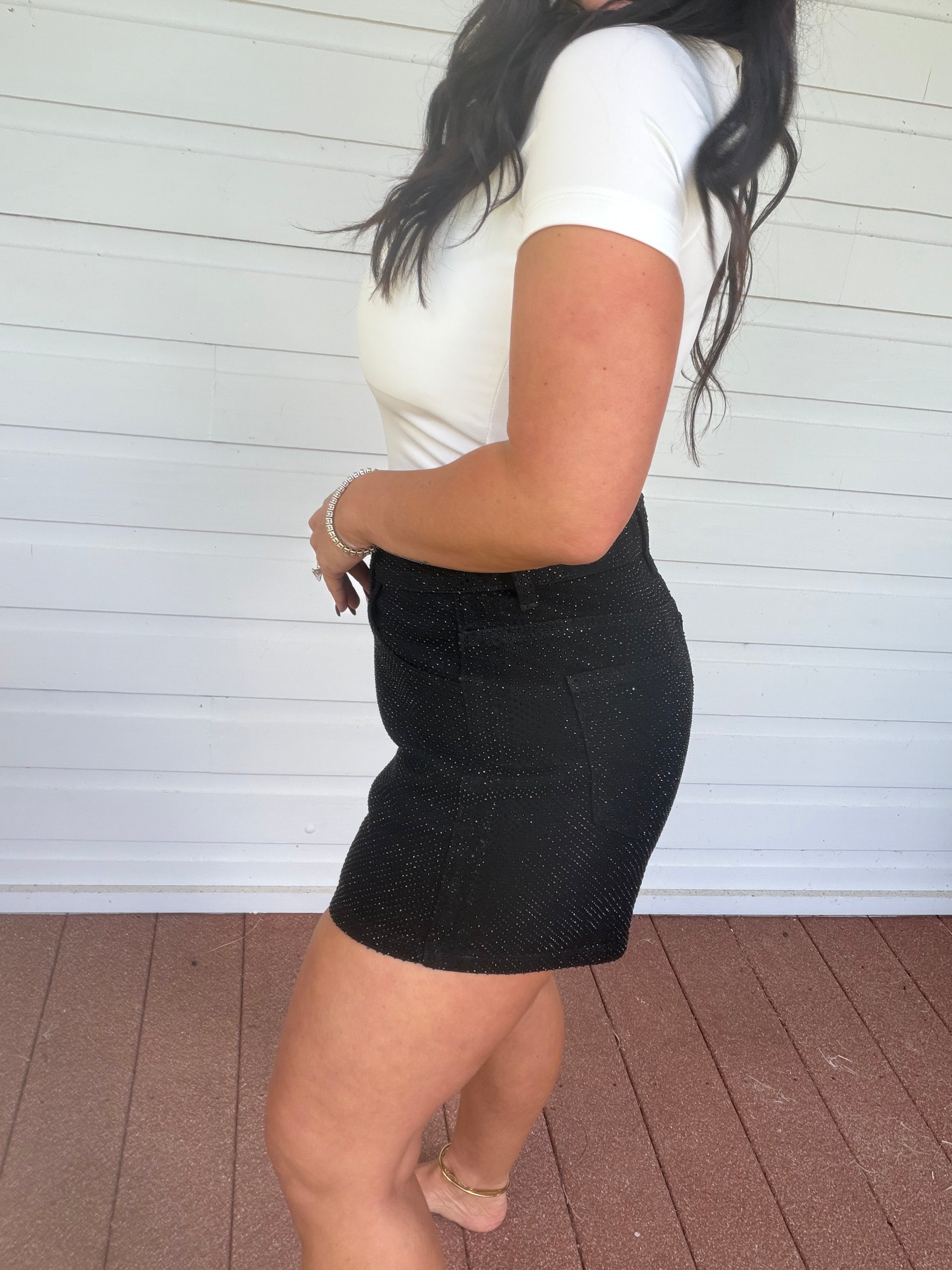Black Diva Sparkle Dolly Shorts