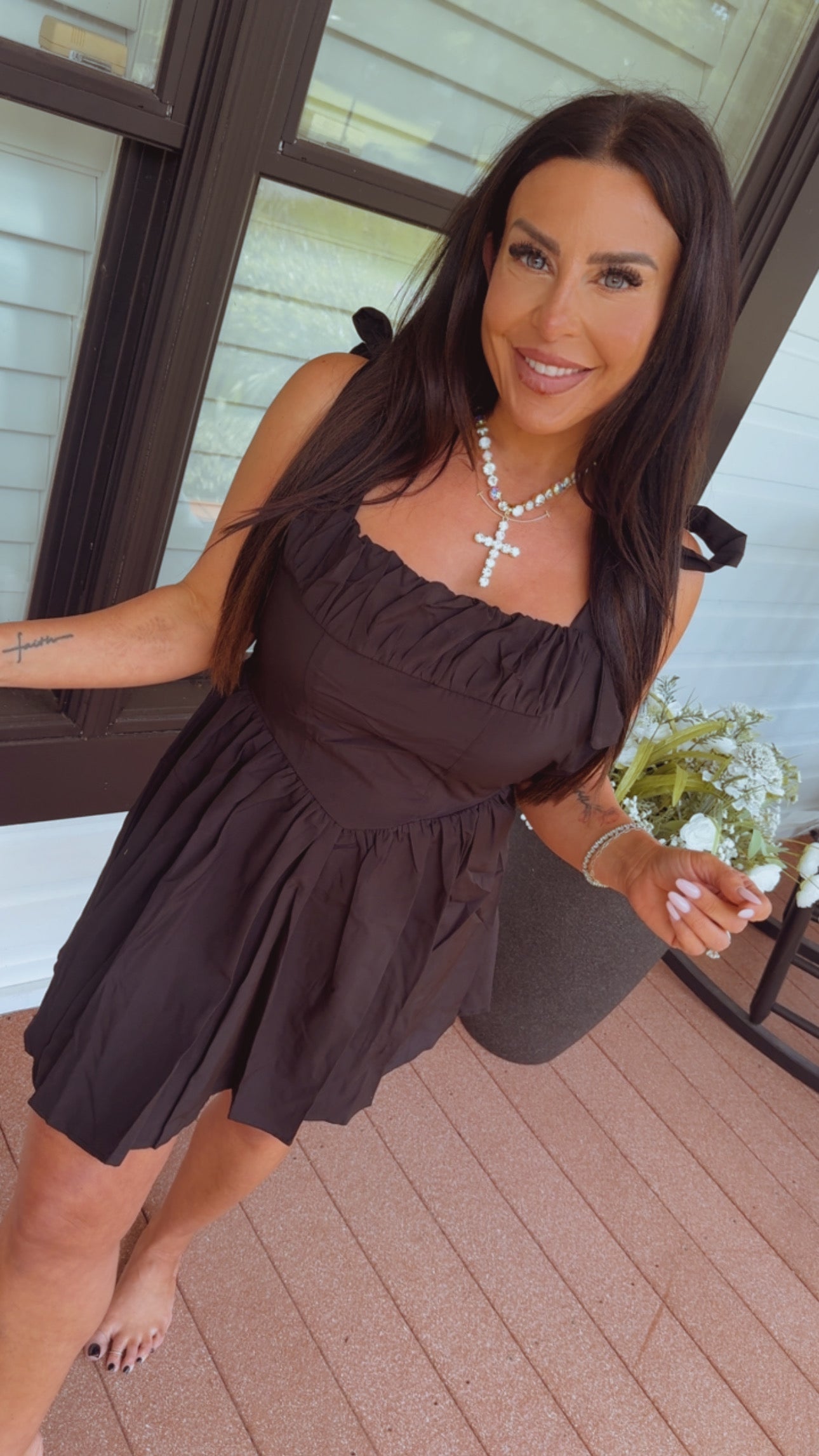 Black  Corset Back Mini Tank Dress