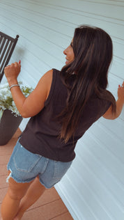 Ultra Soft Black Stretch Fit Sleeveless Top