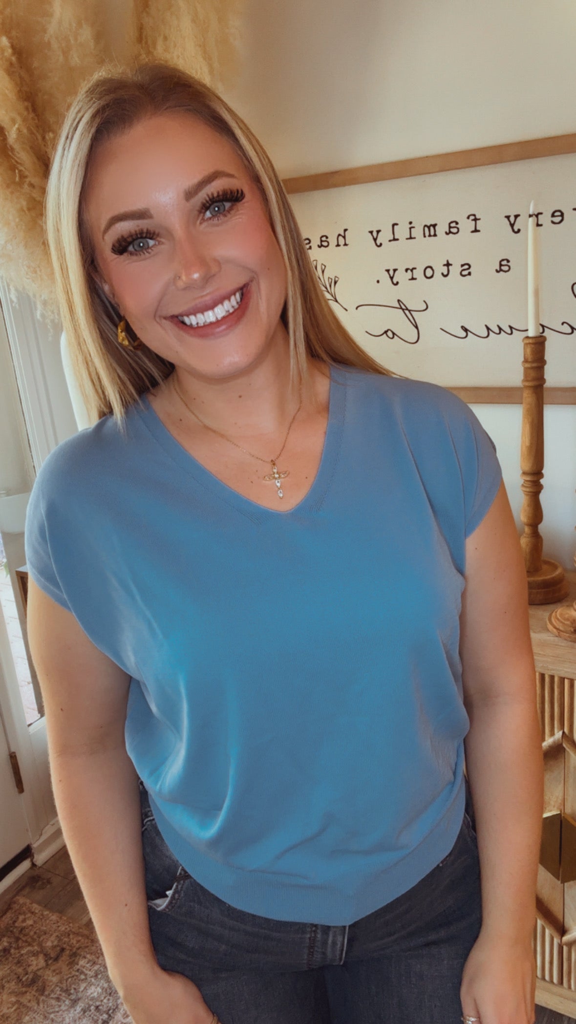 “Cold never bothered me anyways” Soft Periwinkle Cap Sleeve Top