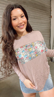 Taupe and Snake Long Sleeve Top *Final Sale*