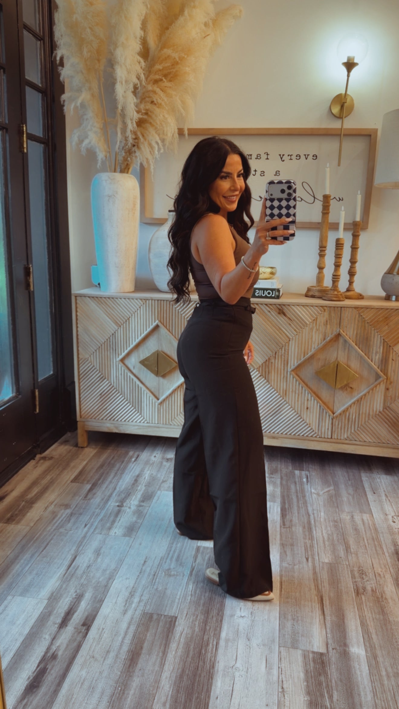 Chic Black High Waisted Slacks With Belt