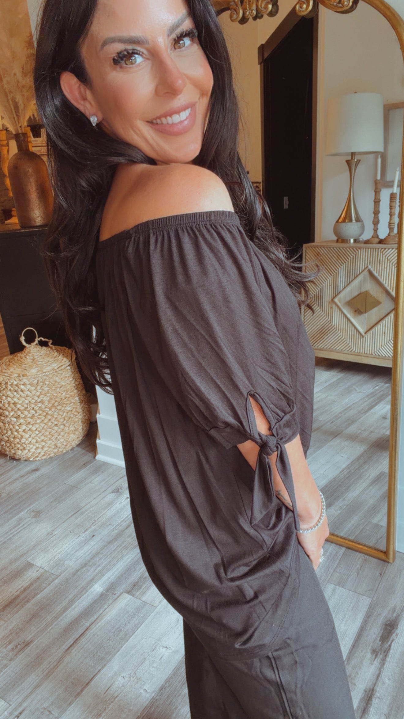 Sassy Black One Shoulder Top