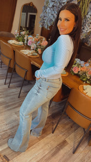 Blue and Black Polka Dot Long Sleeve Top Stich&Co