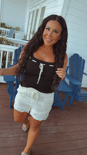 Ivory Lace Textured Shorts