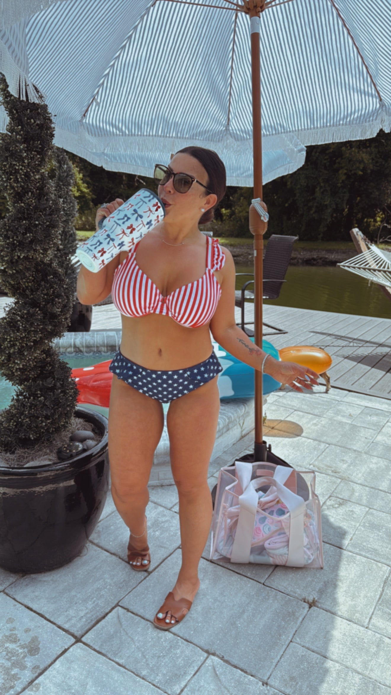 DTW Exclusive Navy and White Star Bathing Suit Bottom