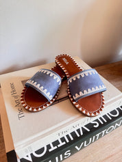 Blue and White Stitched MIA Sandals