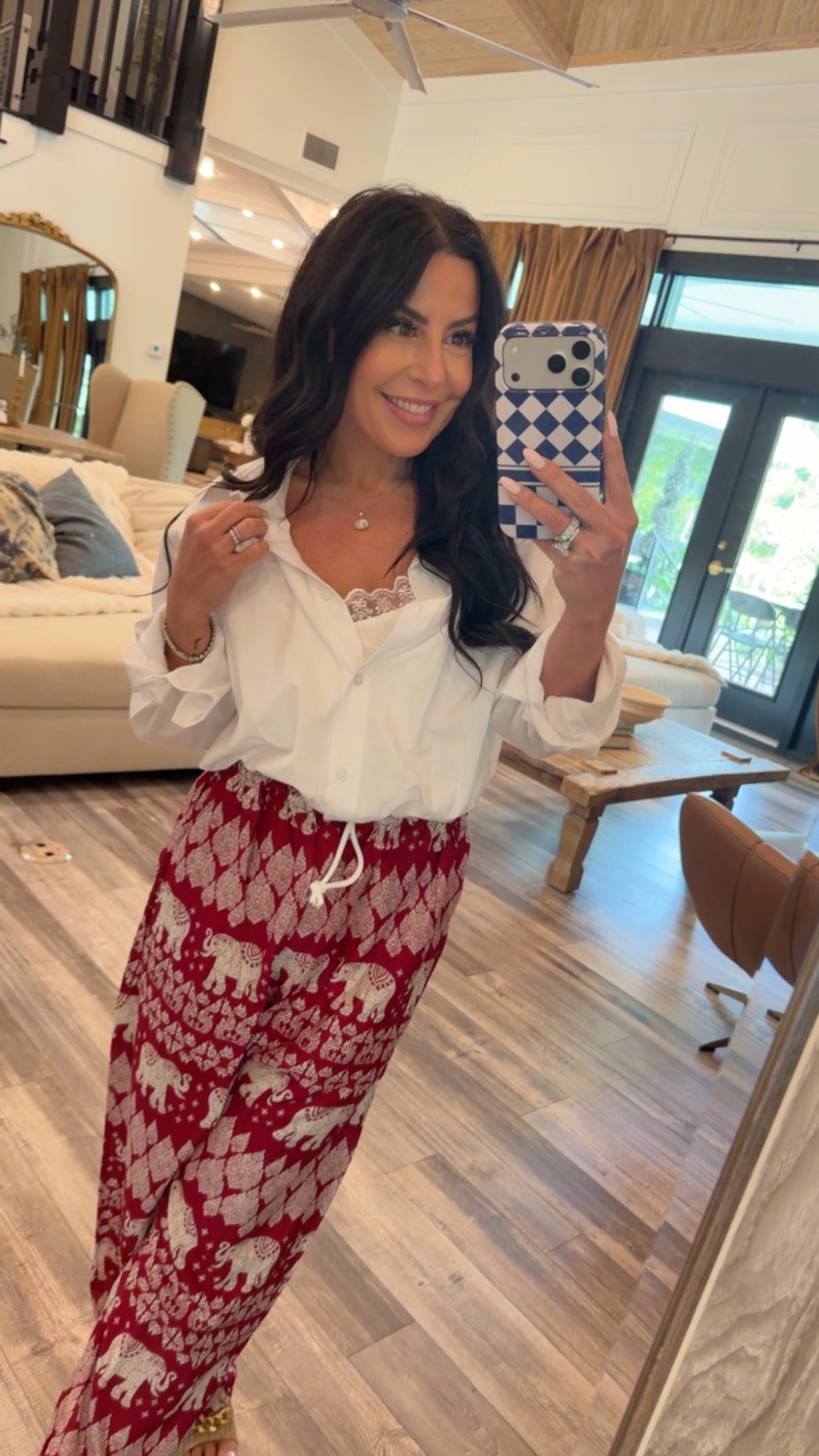 White Long Sleeve Top With Built In Lace Trim Tank