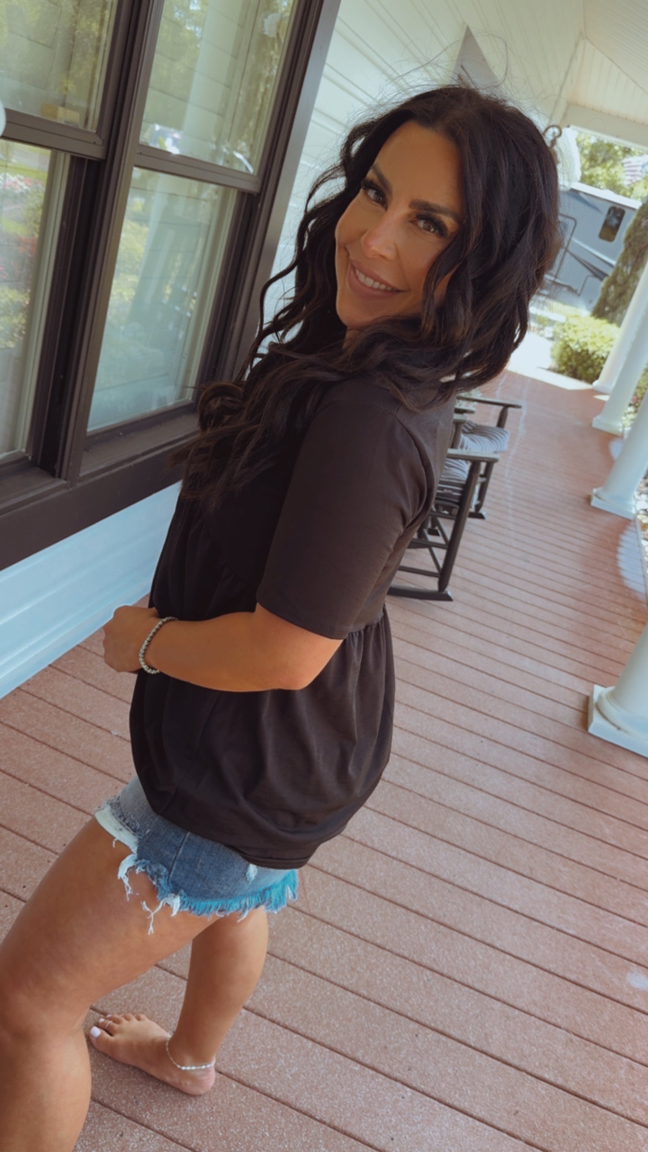 Soft Black Baby Dolly Top
